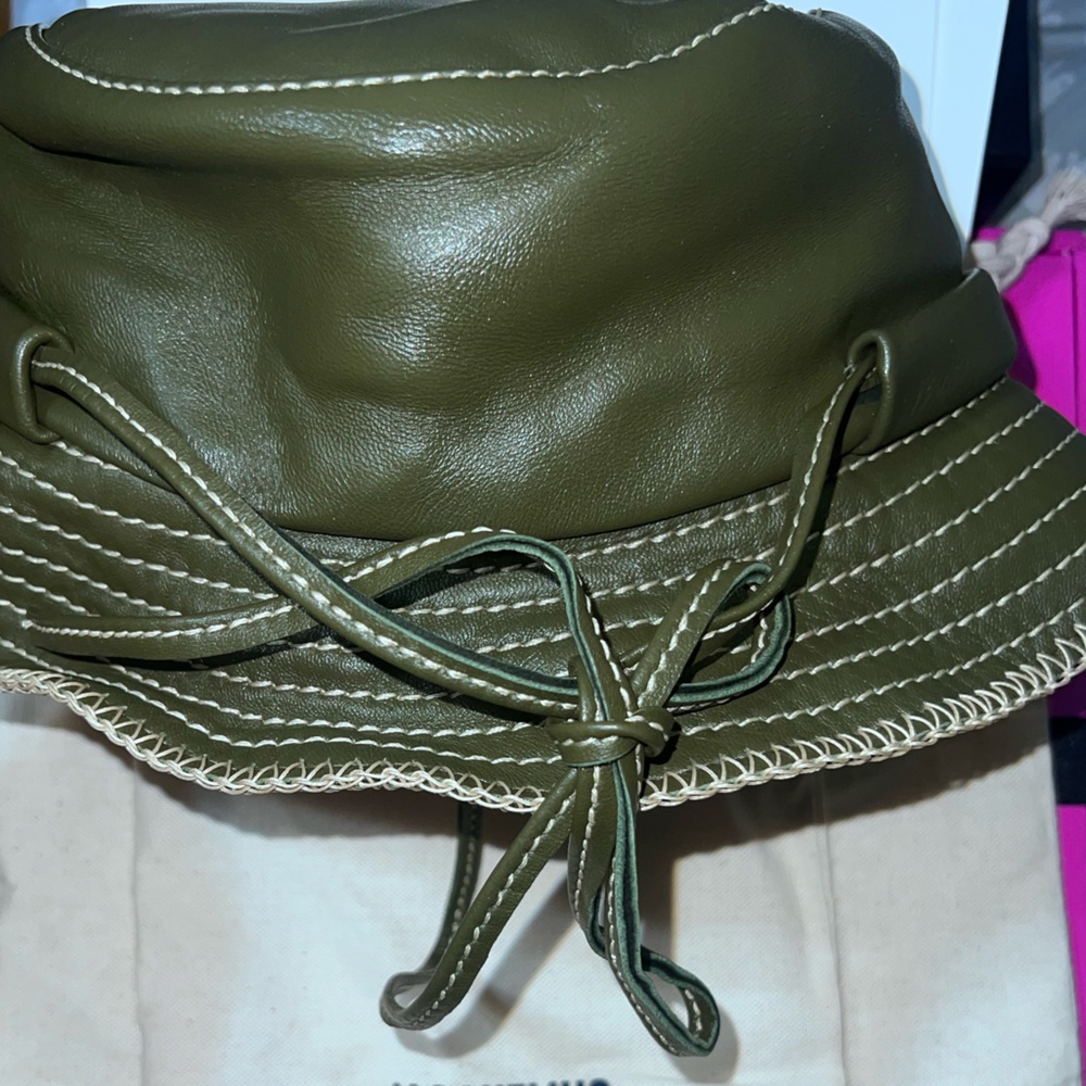 Jacquemus Khaki (Olive Green) Unisex Leather Bucket Hat - Picture 6 of 6